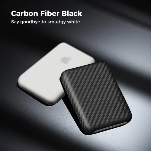 Vista 5 de MONOCARBON MagSafe-Paquete de baterías, funda de fibra de carbono para iPhone 15 Pro Max, funda con cargador MagSafe portátil para iPhone 14, 13