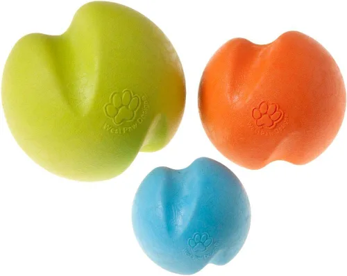 Vista 3 de West Paw, Juguete en forma de balón para perro, masticable y resistente, diseño Jive Zogoflex, Verde agua