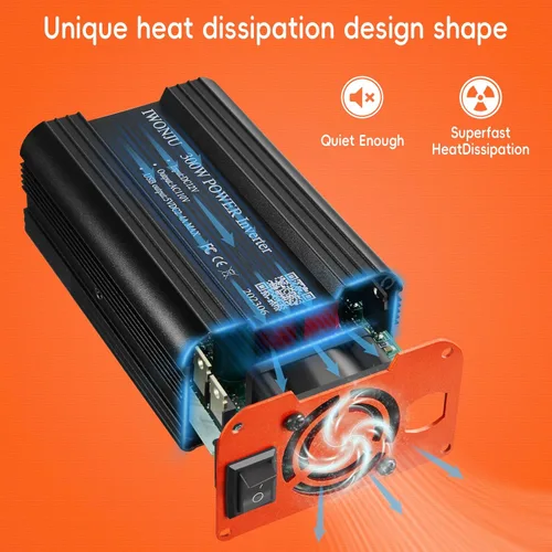 Vista 3 de Inversor de corriente para automóvil de 300 W, CC 12 V a 110 V CA, cable inversor de automóvil, camión, RV, cable inversor de 23.62 pulgadas, 4.8 A