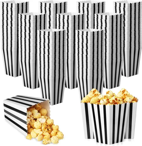 Vista 8 de Meanplan 200 cajas de palomitas de maíz, mini soporte de papel para palomitas de maíz, contenedor de cartón para aperitivos, bolsas desechables