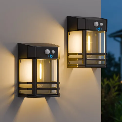 Vista 8 de btfarm Luces solares de pared para exteriores, 3 modos de luces con sensor de movimiento, del anochecer al amanecer, luz impermeable IP65