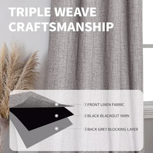 Vista 104 de CUCRAF - Juego de 2 paneles de cortinas de ventana con oscurecimiento total del 100%, de 54 pulgadas de largo, con aspecto de lino falso, cortinas