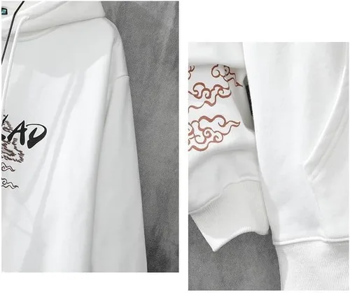 Vista 2 de Sudadera con capucha y cordón de Harajuku, diseño de Sakura, unisex, con capucha, estilo punk, japonés, para invierno, cálido, ropa Y2K