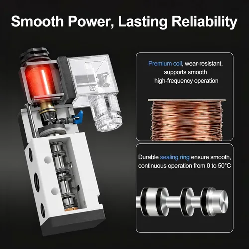 Vista 8 de Baomain Colector de válvula electromagnética de 3 estaciones, 12V DC 5 vías 2 posiciones válvula neumática de aire, solenoide triple, puerto PT