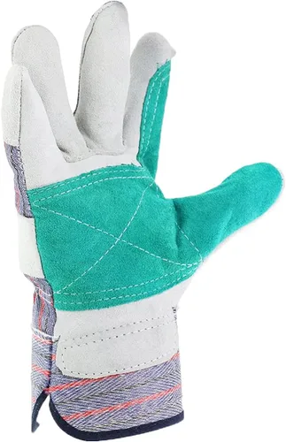 Vista 2 de ATERET Guantes de trabajo de doble palma e índice de alta calidad resistentes con puño de goma