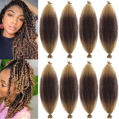 Vista 37 de 3 paquetes de cabello rizado afro elástico de 10 pulgadas, cabello trenzado Marley Twist 1B preseparado de ganchillo sintético suave para rastas