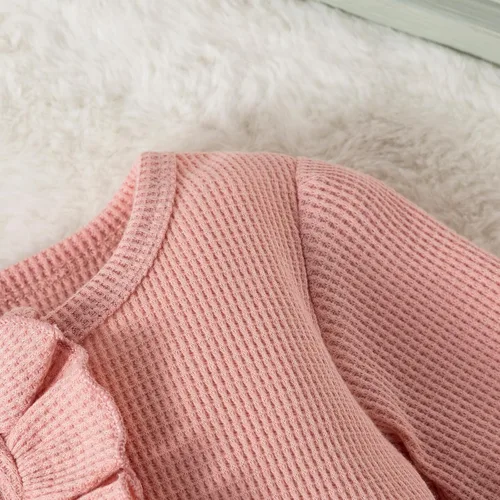 Vista 4 de Mameluco de manga larga con volantes y cremallera para recién nacido, con diadema