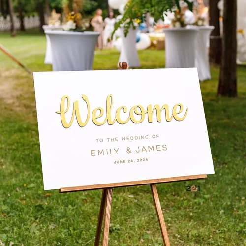 Vista 3 de Personalized Wedding Welcome Sign - 3D Wooden Welcome Sign Rustic Wedding Decor - Custom Wedding Signs for Ceremony and Reception - Bridal Shower
