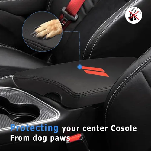 Vista 3 de INTGET Funda de Reposabrazos de Consola Central de Coche para Accesorios Dodge Challenger 2023 2022 2021 2020 2019 2018 2017 2016 2015 Funda