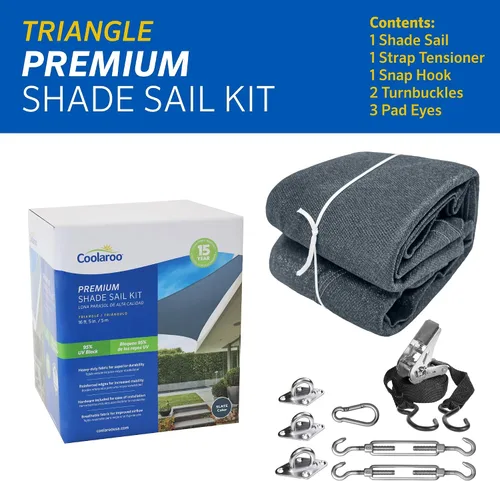 Vista 5 de Kit Premium de Vela de Sombra Coolaroo - 95% de Bloqueo UV, Grado Comercial, Acabado Mate de Lujo, con Herramientas de Acero Inoxidable para Hayedo