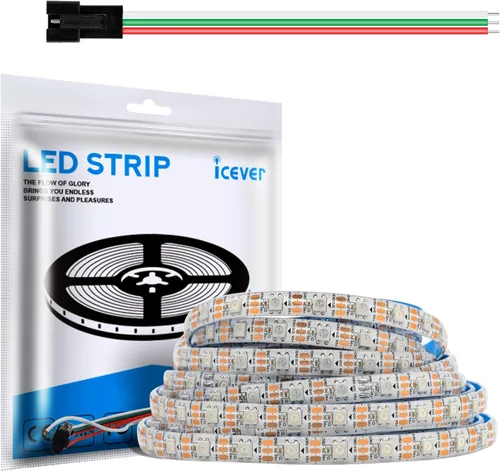 Vista 15 de Tira de luces LED WS2812B de 16.4 pies, 5 V, 150 LED RGB IC 5050SMD direccionables individuales – PCB negro flexible IP30-30LEDs/m MagicRGB Dream