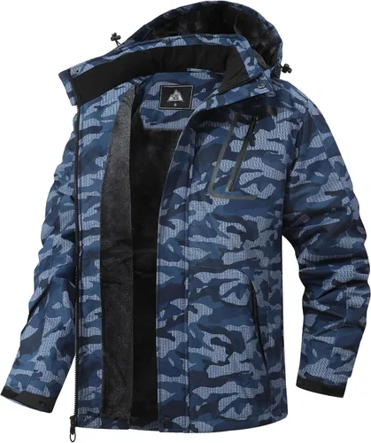 Vista 9 de Chaqueta de invierno para hombre, cálida, de forro polar, para la nieve, impermeable, con capucha, ideal para esquiar y montaña