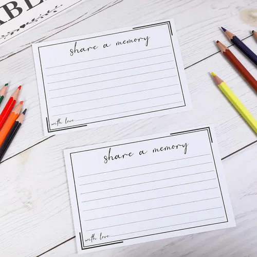 Vista 5 de Outus 52 tarjetas de memoria para decoración de celebración de la vida, tarjetas de memoria para funeral, boda, despedida de soltera, cumpleaños