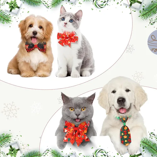 Vista 3 de Talltalk 120 corbatines para mascotas para el día de San Valentín, corbatín ajustable para perro, gato, decoración a granel para cachorros
