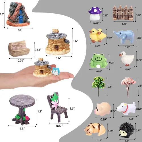 Vista 6 de 108 piezas de accesorios de jardín de hadas en miniatura, kit de jardín de hadas, figuras en miniatura, accesorios de jardín de hadas, adornos