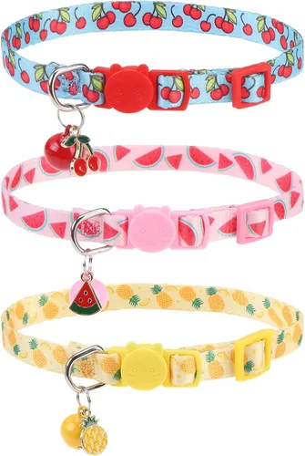 Vista 21 de Collares Navideños Separables para Gatos con Campana y Bonitos Colgantes - Paquete de 3 Collares de Seguridad Ajustables para Gatitos - Collar