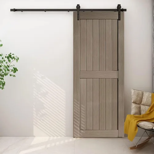 Vista 5 de LTIYITL Kit de herrajes para puerta corrediza de granero resistente de 6 pies, suave y silencioso, simple y fácil de instalar, se ajusta a paneles