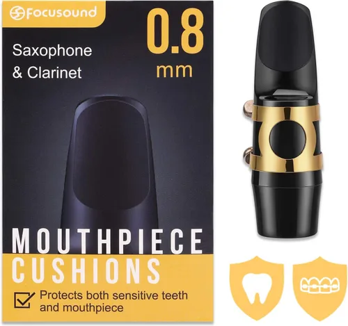 Vista 6 de Focusound Cojines para boquilla para saxofón y clarinete, gruesos, 0.031 in, negro, paquete de 8