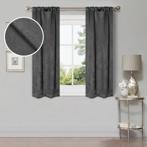 Vista 2 de Superior Cortinas opacas con bloqueo solar para oscurecer la habitación, detalles de ventana con bloqueo solar para sala de estar, dormitorio Gris