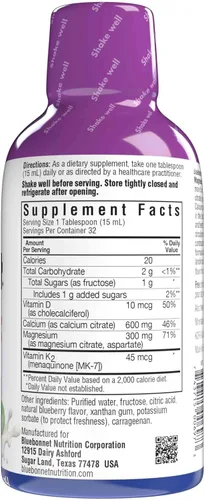Vista 7 de Bluebonnet Nutrition Liquid Bone Support citrato de calcio, citrato de magnesio, vitamina D3, K2, para la salud ósea, sin OMG, sin gluten, sin soja