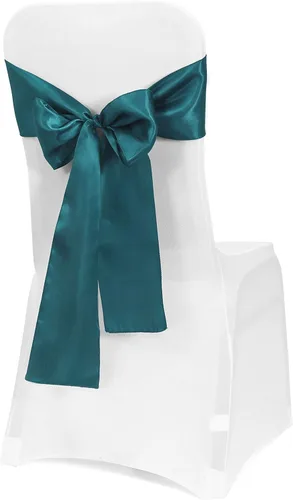 Vista 10 de Obstal 50 piezas de bandas satinadas con lazos para sillas de recepción de bodas - Suministros universales para atar la parte trasera de las sillas