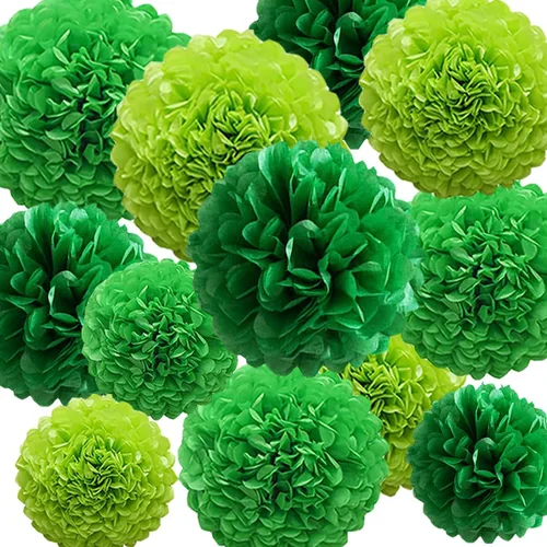 Vista 6 de 12 pompones de papel de seda azules para colgar, pompones de flores para decoración de fiesta de techo