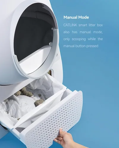 Vista 7 de CATLINK Caja de arena autolimpiante para varios gatos, gran capacidad, doble control de olor, soporta mascotas de 3.5 a 22 libras (versión joven)