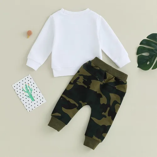 Vista 4 de mlpeerw Conjunto de 2 piezas de ropa de manga larga con cuello redondo y estampado de cuadros de ajedrez para niño pequeño
