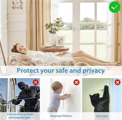 Vista 7 de Alise Pestillos de puerta abatible de 4 pulgadas, cerradura de puerta de seguridad para valla de madera de granero, puertas francesas correderas