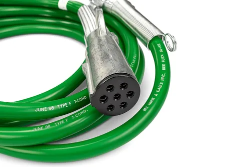 Vista 3 de 15 pies, enchufe de 7 vías, conjunto de cable recto ABS, verde, cable de calibre 4/12, 2/10, 1/8, fabricado en EE. UU