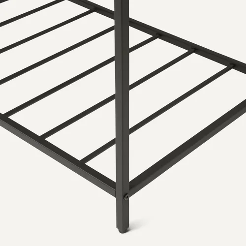 Vista 4 de Amazon Basics Isla de cocina con 3 estantes de almacenamiento, efecto negro y roble, superficie de melamina, pies ajustables