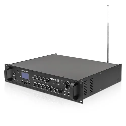 Vista 3 de Sound Town Amplificador de potencia comercial compacto de 500 W Clase D de 4 zonas 70V/100V con Bluetooth, aluminio, para restaurantes, salones