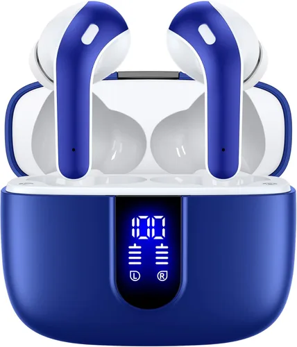 Vista 13 de TAGRY Auriculares Bluetooth Verdaderamente Inalámbricos Auriculares 60H Reproducción Pantalla LED de Energía Audífonos con Estuche de Carga