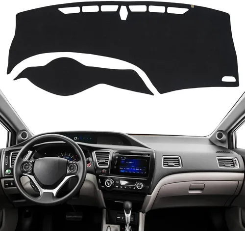 Vista 24 de KEYOOG Cubierta de tablero para Ho-nda Civic 2011-2006 (para conducción a la izquierda), alfombrilla antirreflejos, protector solar antideslizante