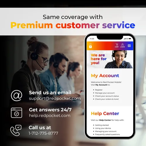 Vista 6 de Datos ilimitados + hotspot de 20 GB de RedPocket Mobile. Tarjeta SIM gratuita para teléfono compatible con AT&T. Datos, llamadas y mensajes de texto