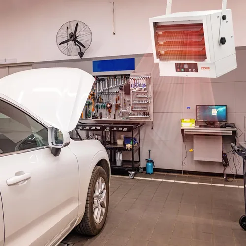 Vista 17 de VEVOR Electric Garage Heater, 10000-Watt Digital Fan-Forced Wall/Ceiling Mount Shop Heater, with Remote Control Overheat Protection, Hardwired with