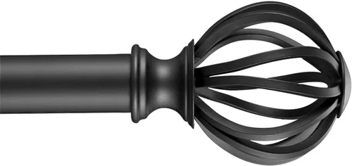 YunNephele - Barra de cortina ajustable para ventana de 48 a 84 pulgadas, color negro mate, juego de cortinero individual de metal de 1 pulgada de