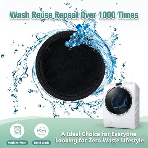 Vista 7 de wegreeco 40 Pack Reusable Makeup Remover Pads, Washable Reusable Cotton Rounds Pads for Face, Makeup Remover Cloths for All Skin - (Black)