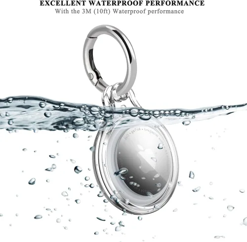 Vista 2 de COOLQO Paquete de 4 fundas impermeables IPX8 de 9.8 ft (10 pies) de rendimiento compatible con Apple AirTag caso, para perro y gato, rastreador