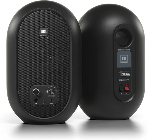 Vista 2 de Monitores de referencia de escritorio compactos JBL Professional 1 Series 104-BT con Bluetooth, negro, vendidos en par, altavoz de 4.5 pulgadas