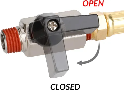 Vista 3 de Hromee Kit de montaje de drenaje de tanque extendido con manguera de acero trenzado de 10 pulgadas, válvula de drenaje de 1/4 pulgadas y codo