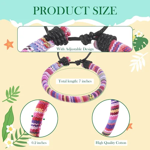 Vista 2 de Zalmoxe Woven Friendship Bracelets Braided Bracelets Bulk Adjustable Handmade Woven String Colorful Wrap Bracelets Pack for Women Teens