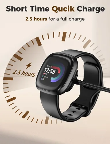 Vista 5 de Cargador 2 en 1 para Fitbit Versa 4/Sense 2/Sense/Versa 3, USB-C/A 3.3 pies de repuesto cargador de reloj inteligente para Google Pixel Watch 3/2