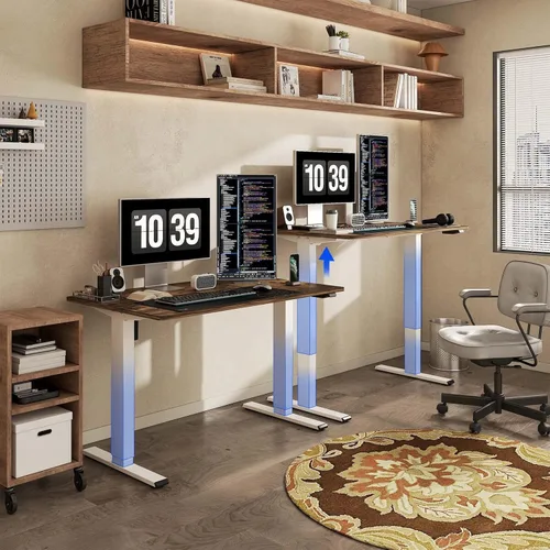 Vista 2 de FLEXISPOT Escritorio ajustable, escritorio eléctrico de pie, escritorio de pie para sentarse, tablero de escritorio completo para oficina en casa