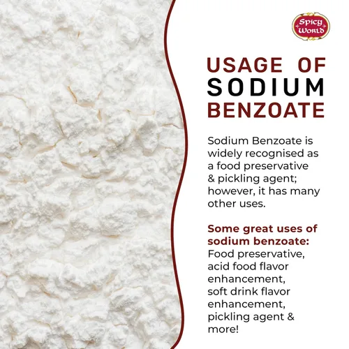 Vista 4 de Spicy World Benzoato de sodio 8 onzas - 99% USP/FCC grado, aditivo y conservante