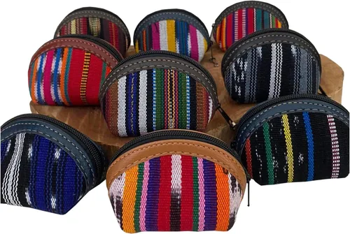 Vista 9 de Llavero de tela Maya hecho a mano Pequeña bolsa con cremallera para mujer