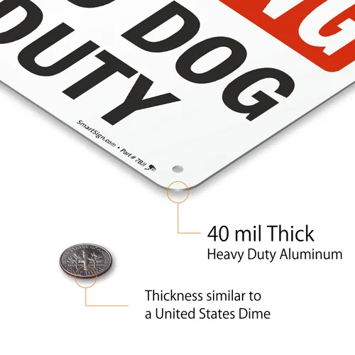 Vista 5 de SmartSign - S-2430-AL-10 Advertencia - Señal de guardia de servicio 7 "x 10" Aluminio Negro/Rojo sobre Blanco