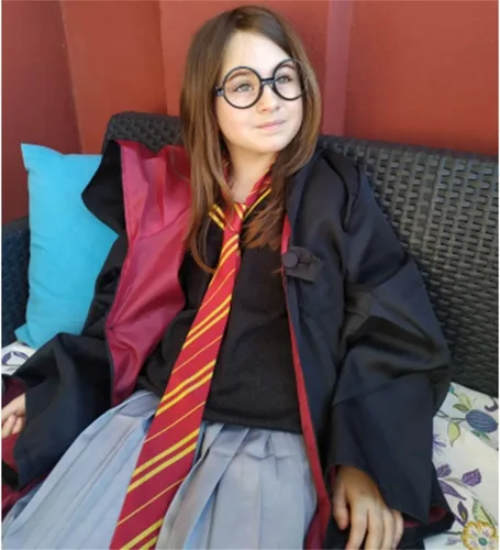 Vista 9 de YAQIZENG Batas de mago, capa de mago, uniforme escolar, Halloween, Navidad, carnaval, cosplay, disfraz para adultos y adolescentes, capa con capucha