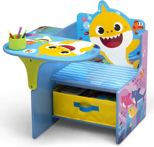 Vista 3 de Baby Shark Chair Desk with Storage Bin - Ideal for Arts & Crafts, Snack Time, Homeschooling, Homework & More by Delta Children