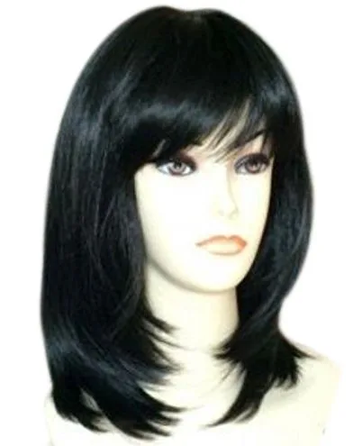 Vista 2 de Kalyss peluca de mujer larga lacia, de pelo sintético negro para mujeres (negro)